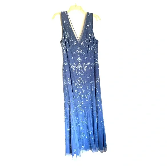 Adrianna Papell | Dresses | Adrianna Papell French Blue Hand Beaded Ankle  Length Dress